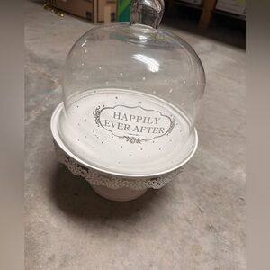 Glass Dome with White Base and Inscription